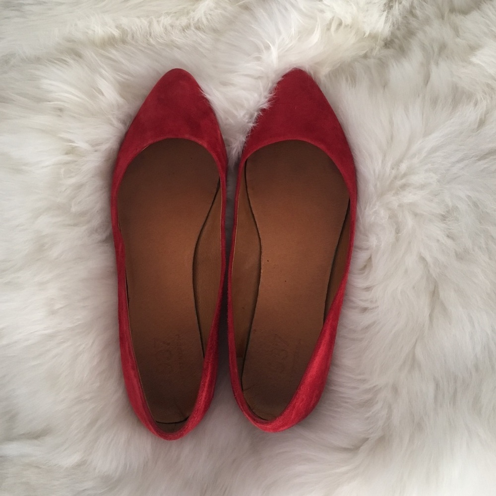 Madewell red suede flats